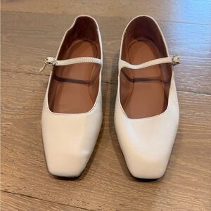 Nordstrom Cream Leather Mary Jane Ballet Flats